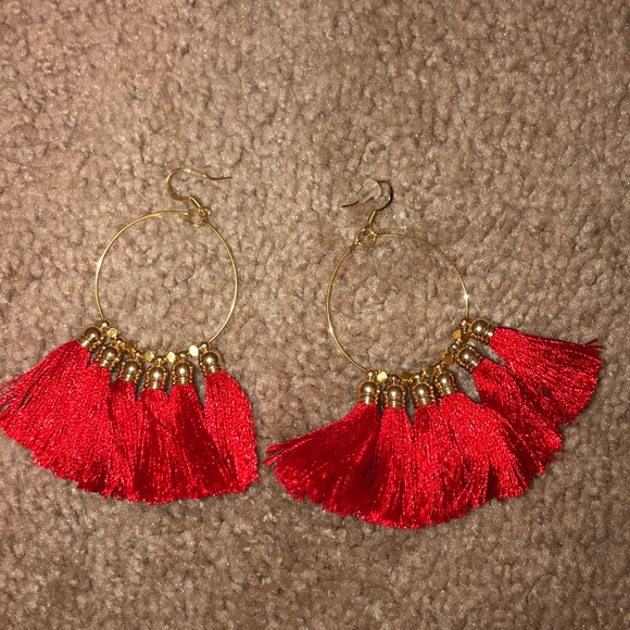 red tassel earrings - Picture 1 of 2